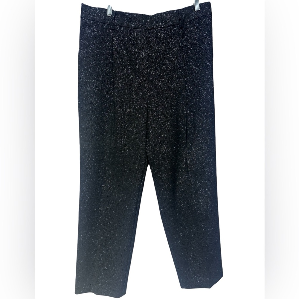 LOFT Metallic Black Pull On Special Occasion Dressy Holiday Trouser Large